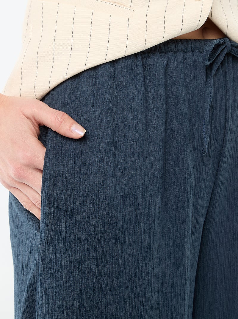 Pantaloni ampi crêpe con 2 tasche Blu - Kiabi