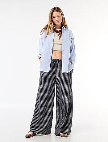 Pantaloni ampi crêpe con 2 tasche