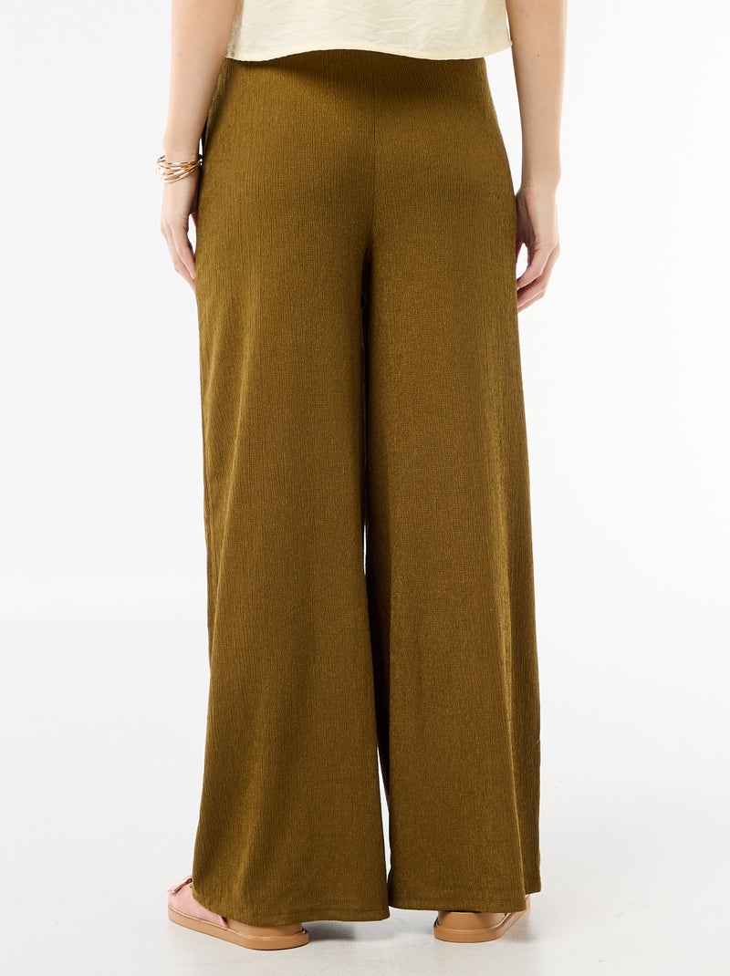 Pantaloni ampi crêpe con 2 tasche Kaki - Kiabi
