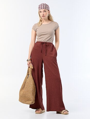 Pantaloni ampi crêpe con 2 tasche