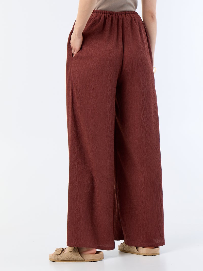 Pantaloni ampi crêpe con 2 tasche Marrone - Kiabi