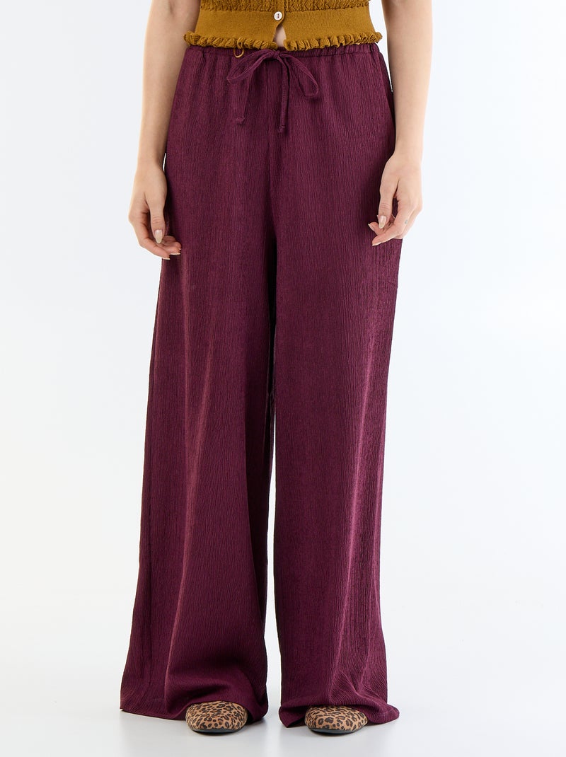 Pantaloni ampi crêpe con 2 tasche Rosa - Kiabi