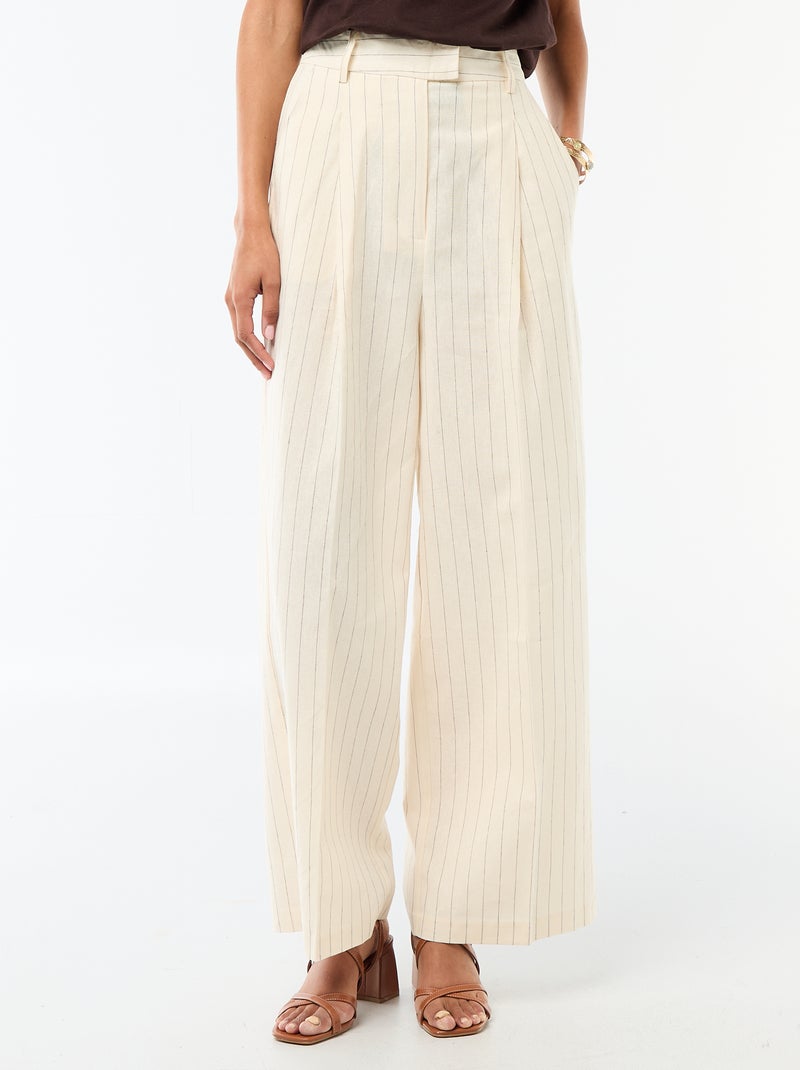 Pantaloni ampi da cerimonia in misto lino Beige - Kiabi