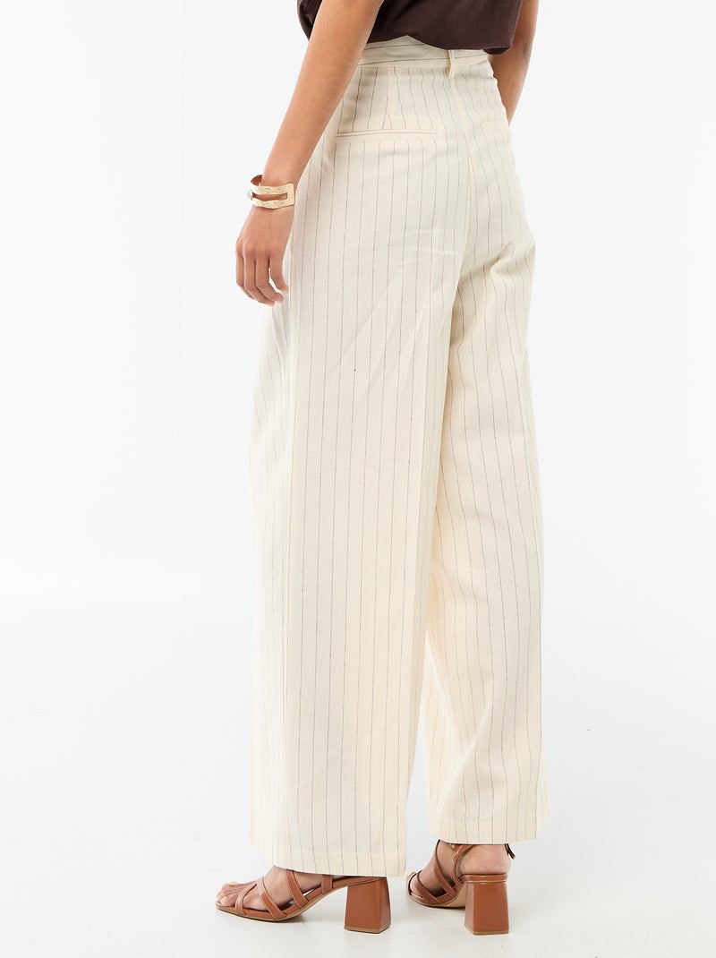 Pantaloni ampi da cerimonia in misto lino Beige - Kiabi