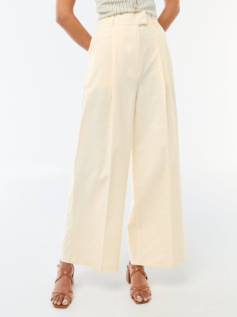 Pantaloni ampi da cerimonia in misto lino Beige - Kiabi