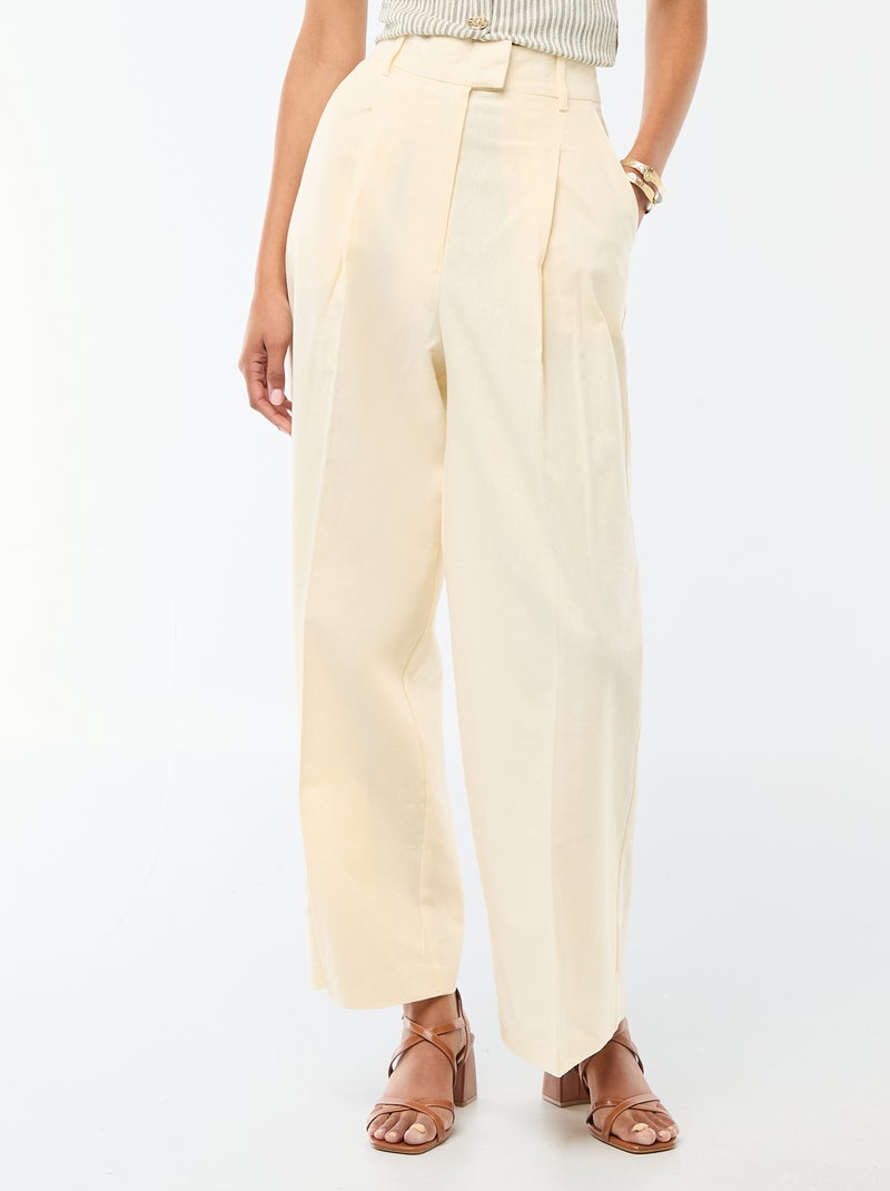 Pantaloni ampi da cerimonia in misto lino Beige - Kiabi