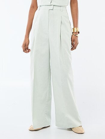 Pantaloni ampi da cerimonia in misto lino