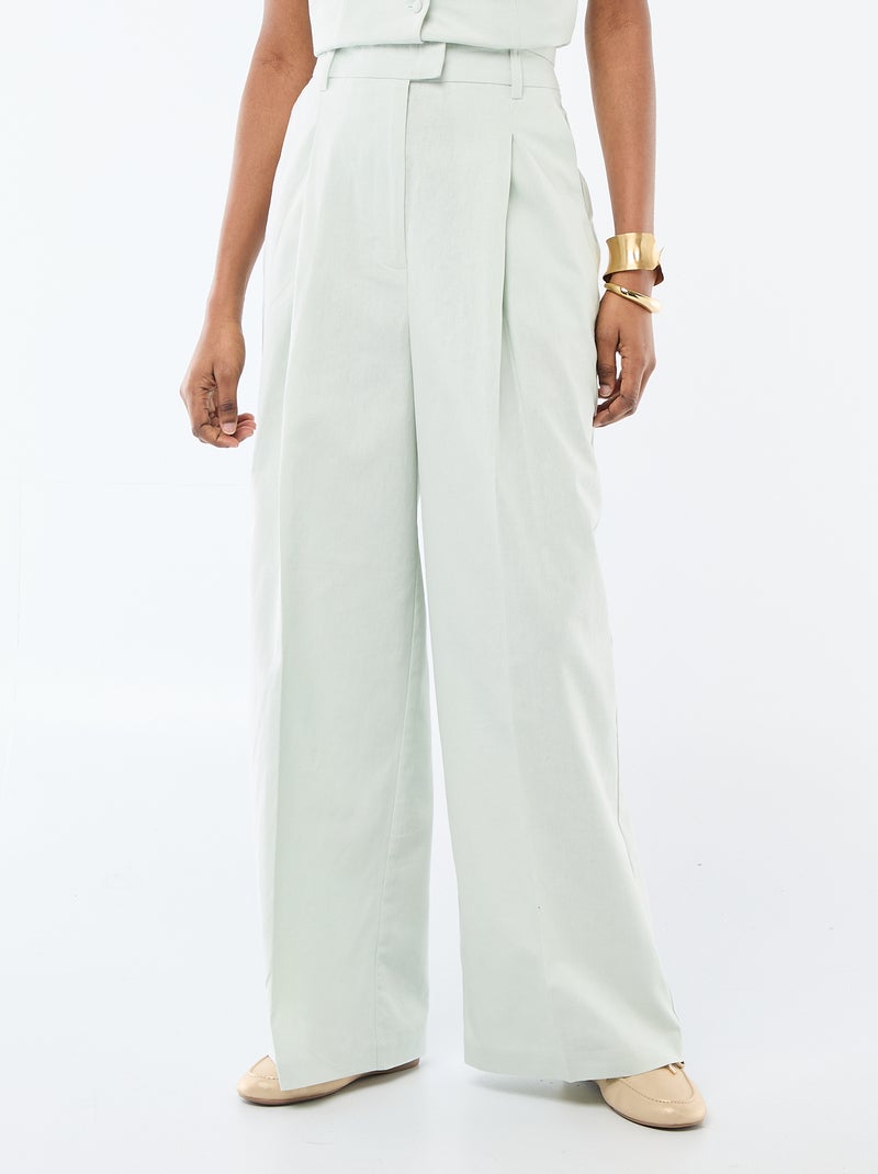 Pantaloni ampi da cerimonia in misto lino Blu - Kiabi