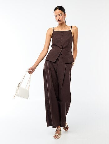 Pantaloni ampi da cerimonia in misto lino