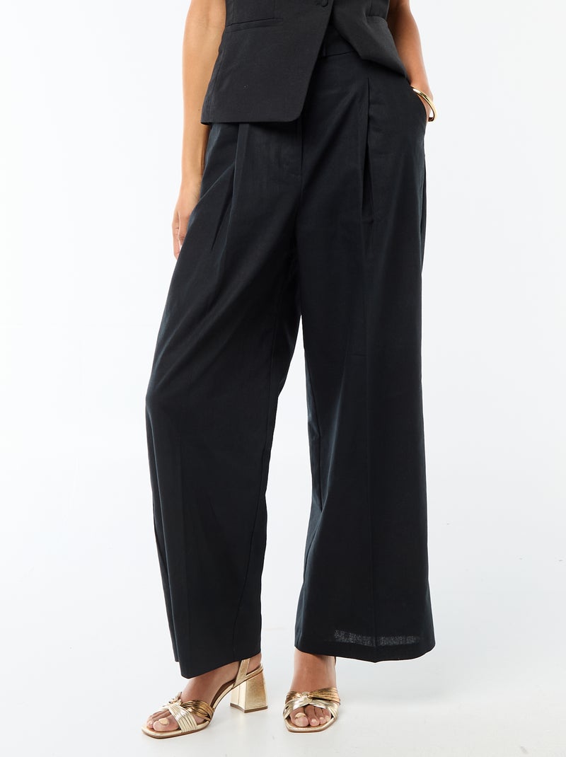 Pantaloni ampi da cerimonia in misto lino Nero - Kiabi