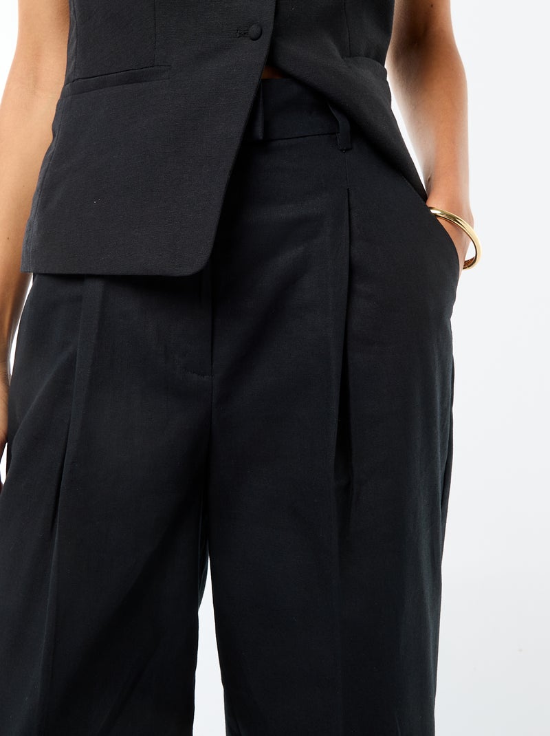 Pantaloni ampi da cerimonia in misto lino Nero - Kiabi