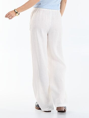Pantalone in lino tinta unita a gamba larga