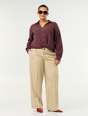 Pantalone ampio a vita alta con cintura e passanti