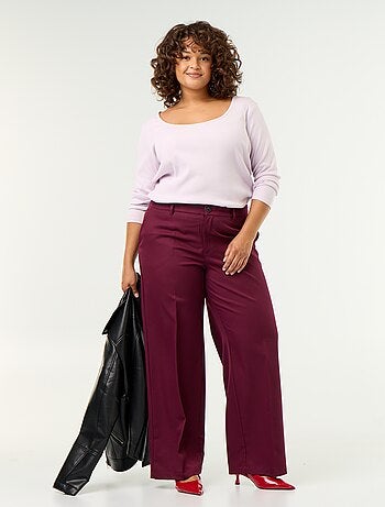 Pantalone ampio a vita alta con cintura e passanti