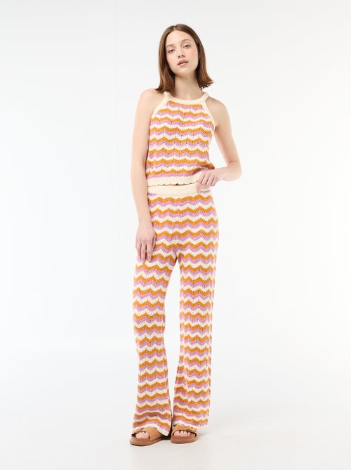 Pantaloni ampi in crochet tricolore - Kiabi