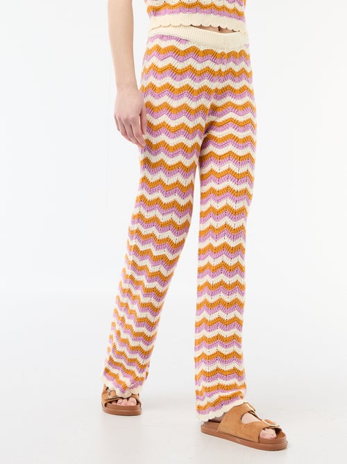 Pantaloni ampi in crochet tricolore - Kiabi