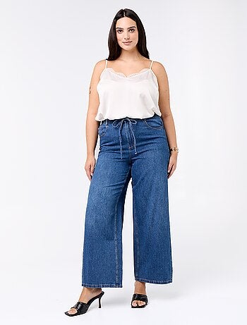 Pantaloni ampi in denim con cintura da annodare