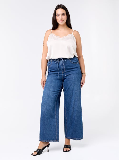 Pantaloni ampi in denim con cintura da annodare - Kiabi