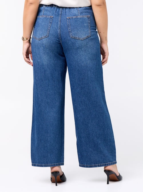 Pantaloni ampi in denim con cintura da annodare - Kiabi