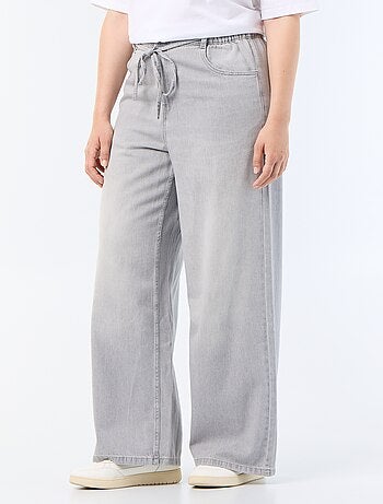 Pantaloni ampi in denim con cintura da annodare