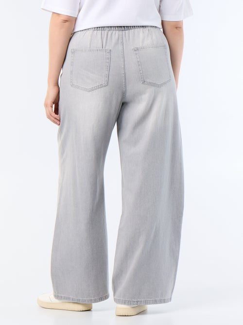 Pantaloni ampi in denim con cintura da annodare - Kiabi