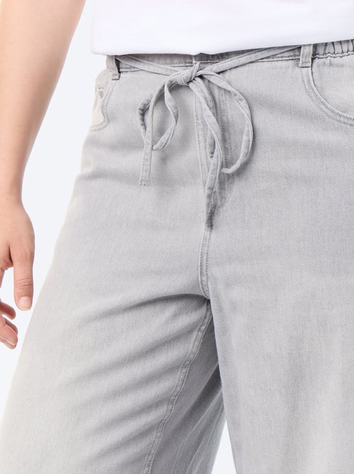 Pantaloni ampi in denim con cintura da annodare - Kiabi