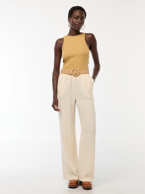 Pantaloni ampi in garza di cotone - Kiabi
