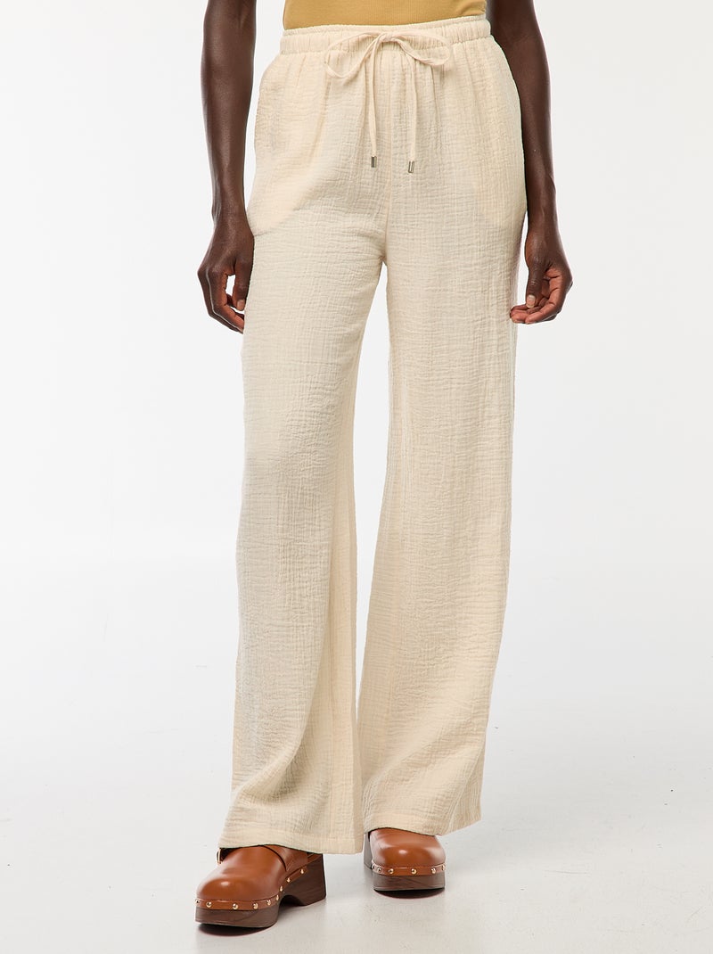 Pantaloni ampi in garza di cotone Bianco - Kiabi