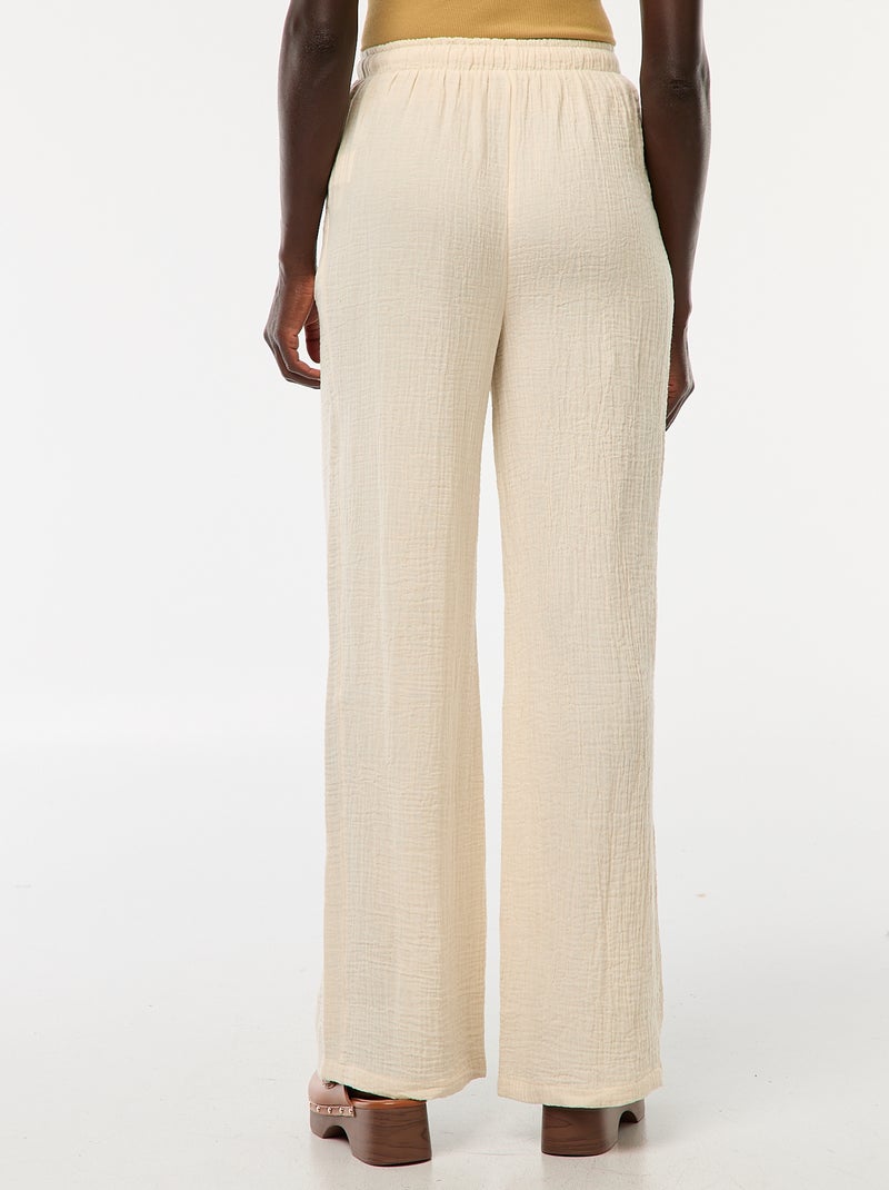 Pantaloni ampi in garza di cotone Bianco - Kiabi