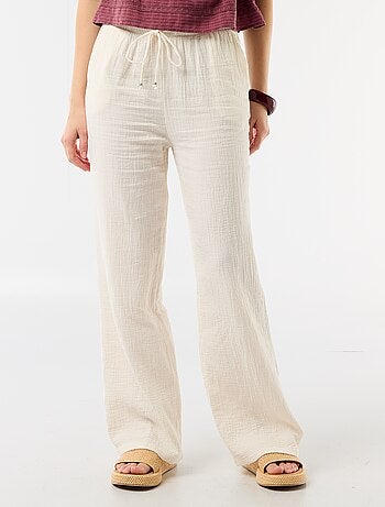 Pantaloni ampi in garza di cotone
