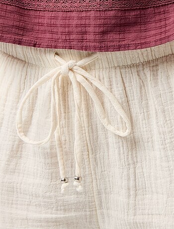 Pantaloni ampi in garza di cotone