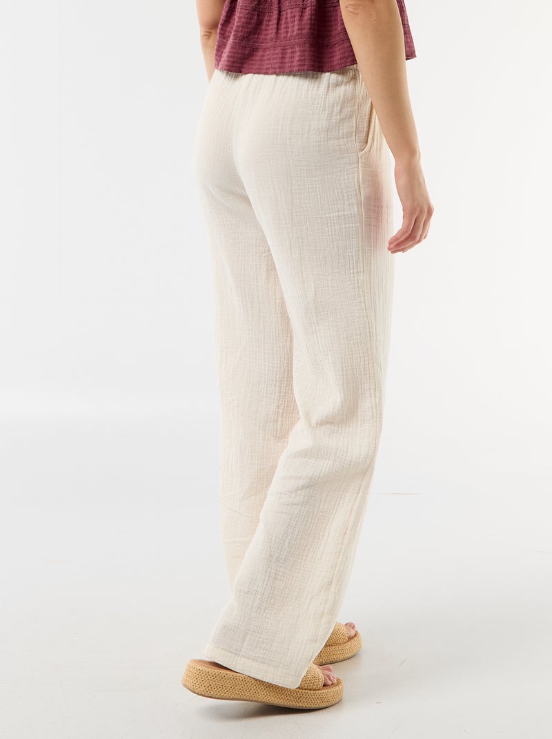Pantaloni ampi in garza di cotone Bianco - Kiabi