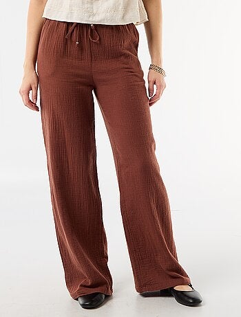 Pantaloni ampi in garza di cotone
