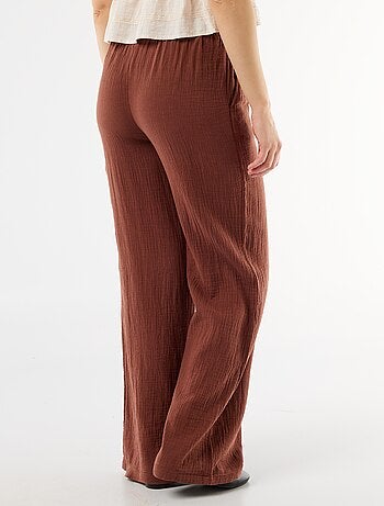 Pantaloni ampi in garza di cotone