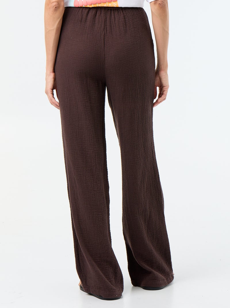 Pantaloni ampi in garza di cotone Marrone - Kiabi