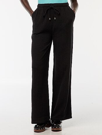 Pantaloni ampi in garza di cotone