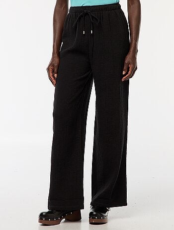 Pantaloni ampi in garza di cotone