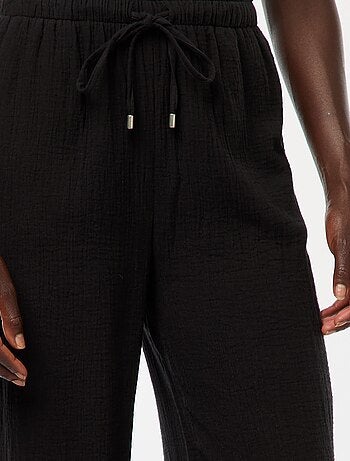 Pantaloni ampi in garza di cotone