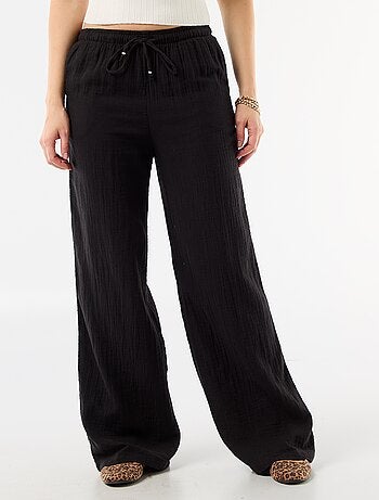 Pantaloni ampi in garza di cotone