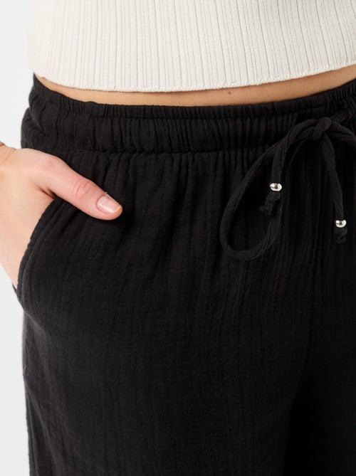 Pantaloni ampi in garza di cotone - Kiabi