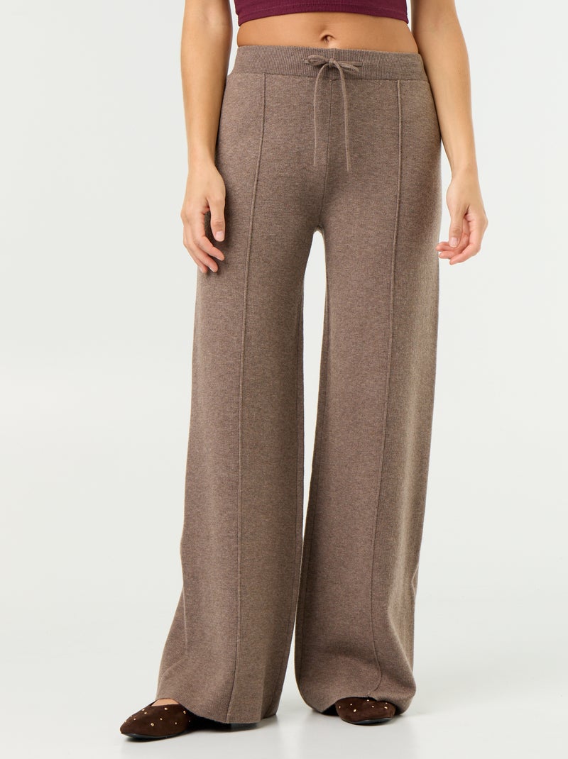 Pantaloni ampi in maglia Beige - Kiabi