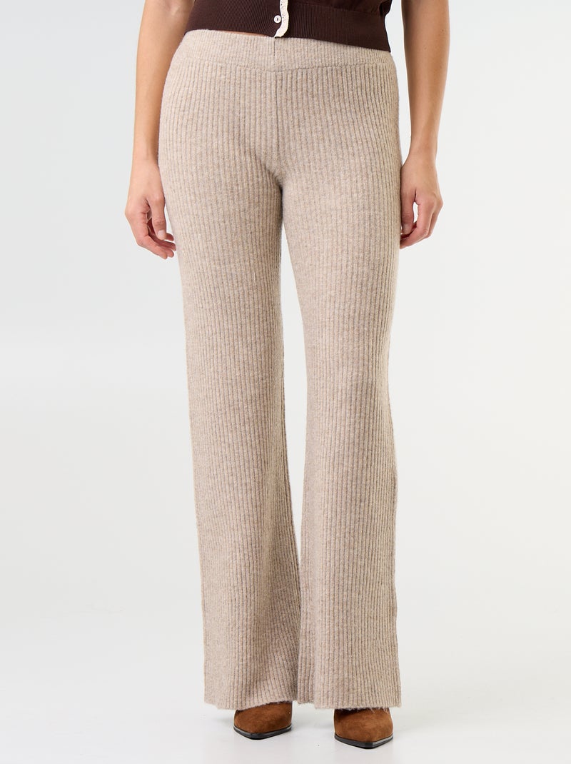 Pantaloni ampi in maglia Beige - Kiabi