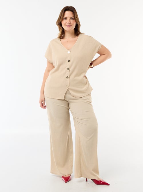 Pantaloni ampi in maglia crêpe - Kiabi