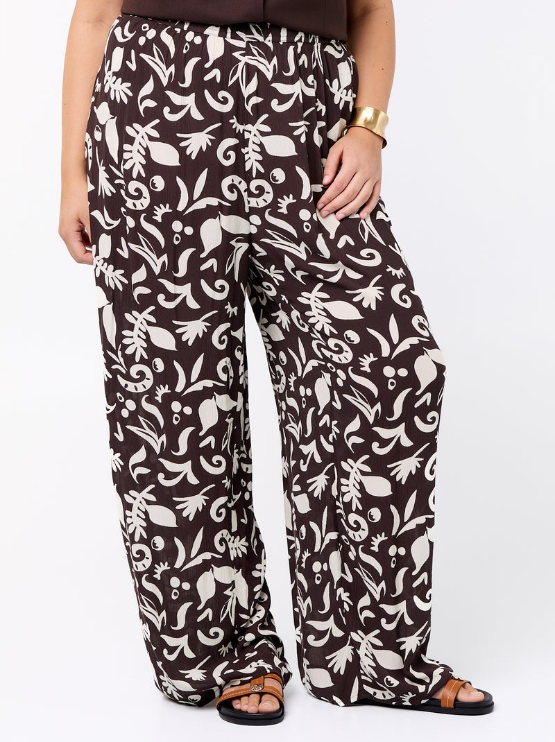 Pantaloni ampi in maglia crêpe Blu - Kiabi