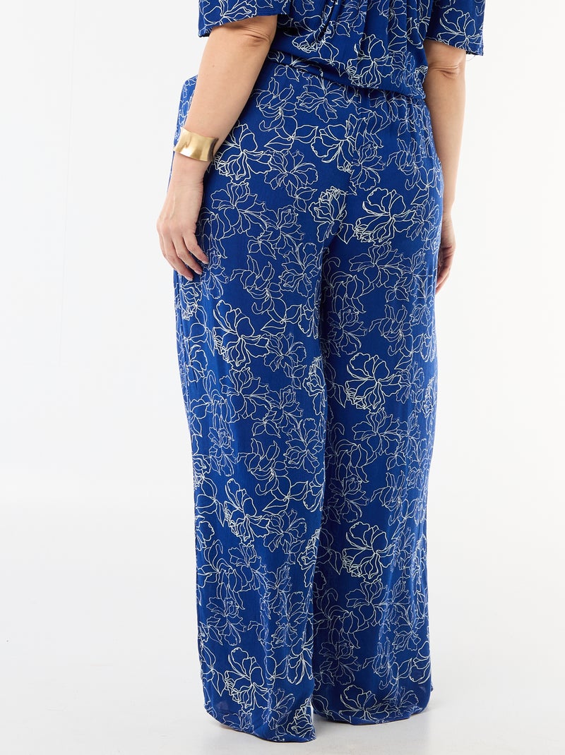 Pantaloni ampi in maglia crêpe Blu - Kiabi