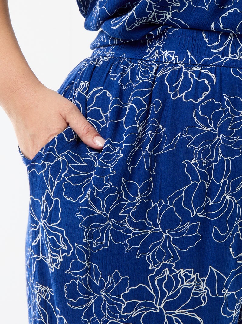 Pantaloni ampi in maglia crêpe Blu - Kiabi