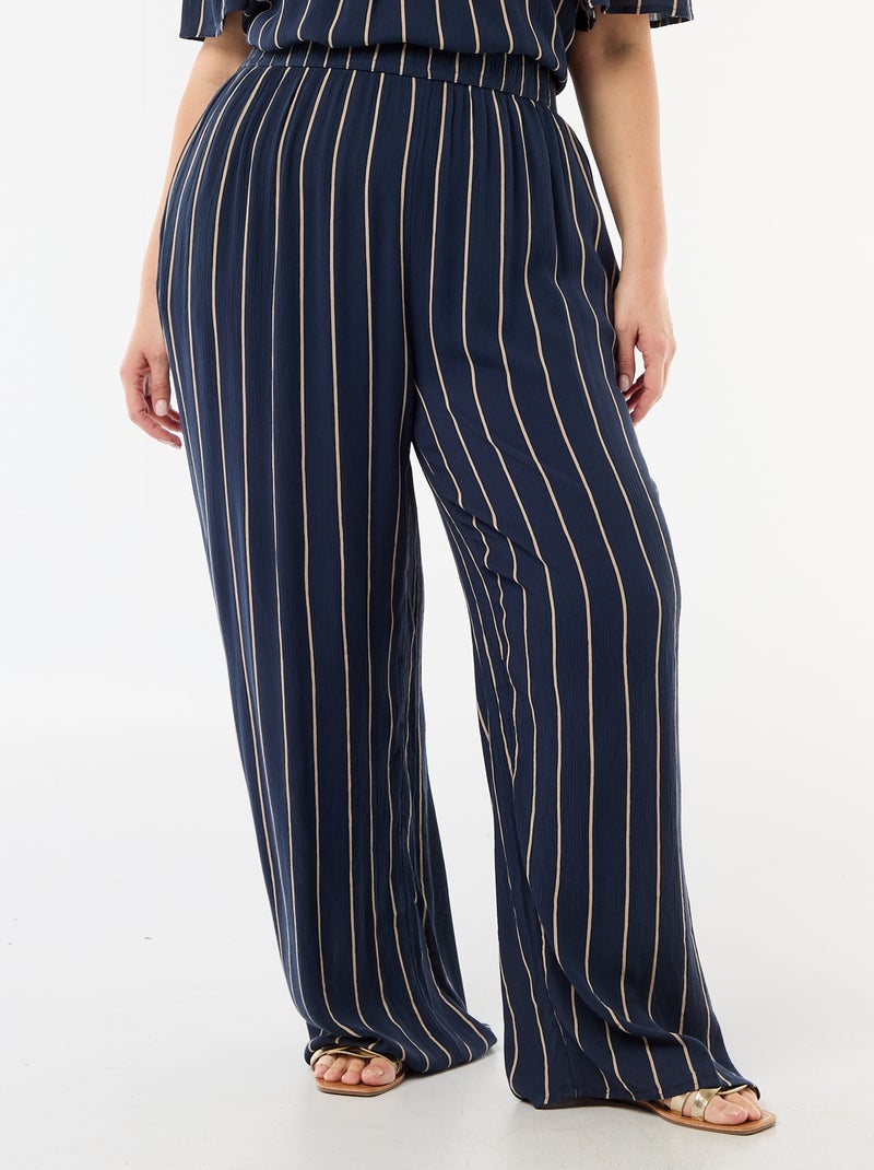 Pantaloni ampi in maglia crêpe Blu - Kiabi