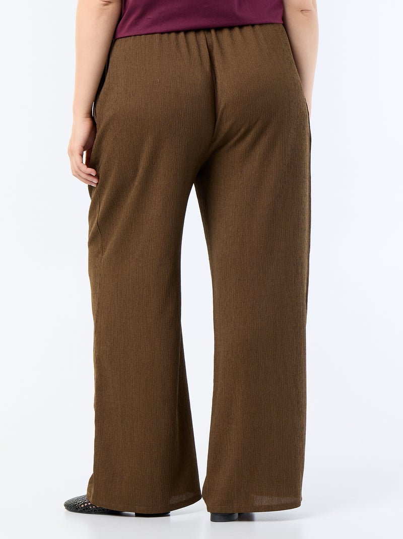 Pantaloni ampi in maglia crêpe Marrone - Kiabi