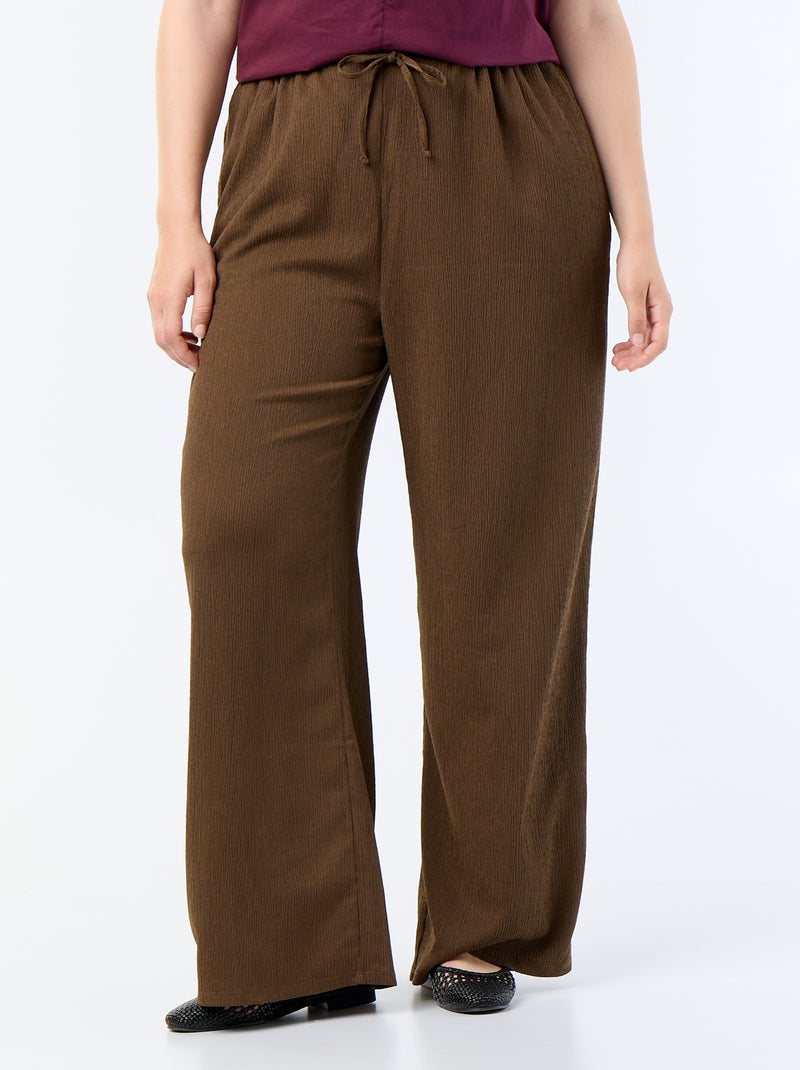 Pantaloni ampi in maglia crêpe Marrone - Kiabi