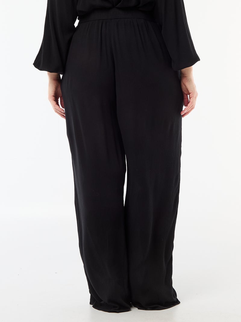 Pantaloni ampi in maglia crêpe Nero - Kiabi
